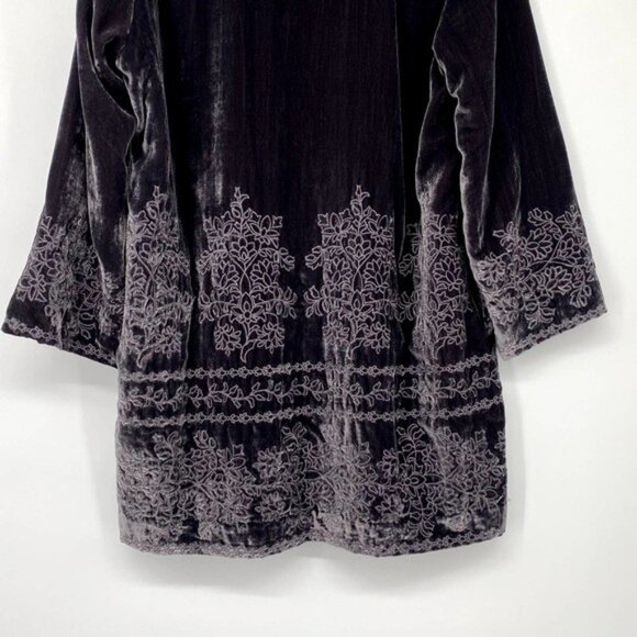 Sigrid Olsen Signature Gray Floral Embroidered Velvet Jacket Women's Sz M - Picture 4 of 12